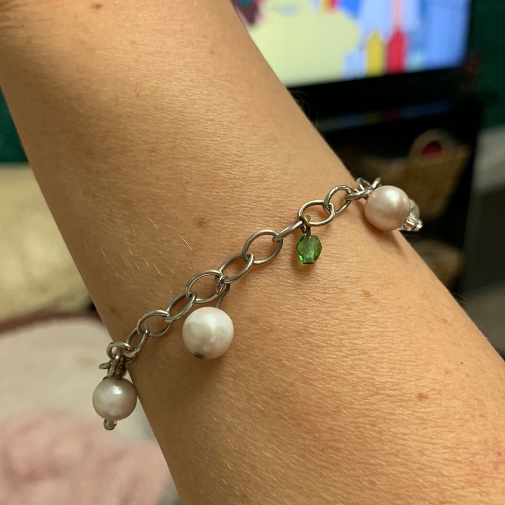 Sterling, gemstones, pearls bracelet